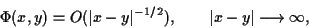 Decay rate of the free field Green's function